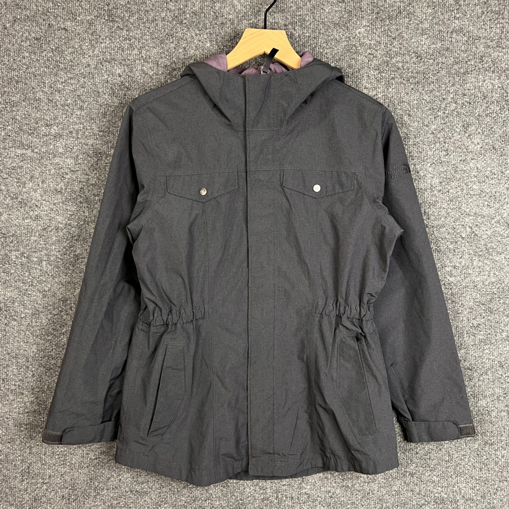 The North Face girls DryVent Hooded Rain Jacket Gray Full Zip Waterproof Size XL